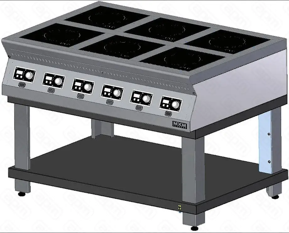 Плита индукционная тип ПИ модель ПИ69П35-02 на подставке с воздуховодом полн из нерж стали