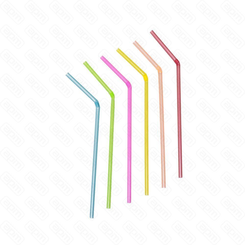 Трубочки для коктейля со сгибом неон 21 см d 5 мм 1000 шт