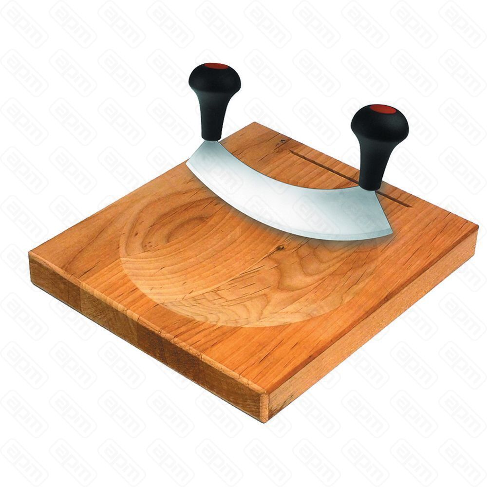 Нож для резки зелени с бамбуковой доской 15 см два лезвия две ручки PL Proff Cuisine