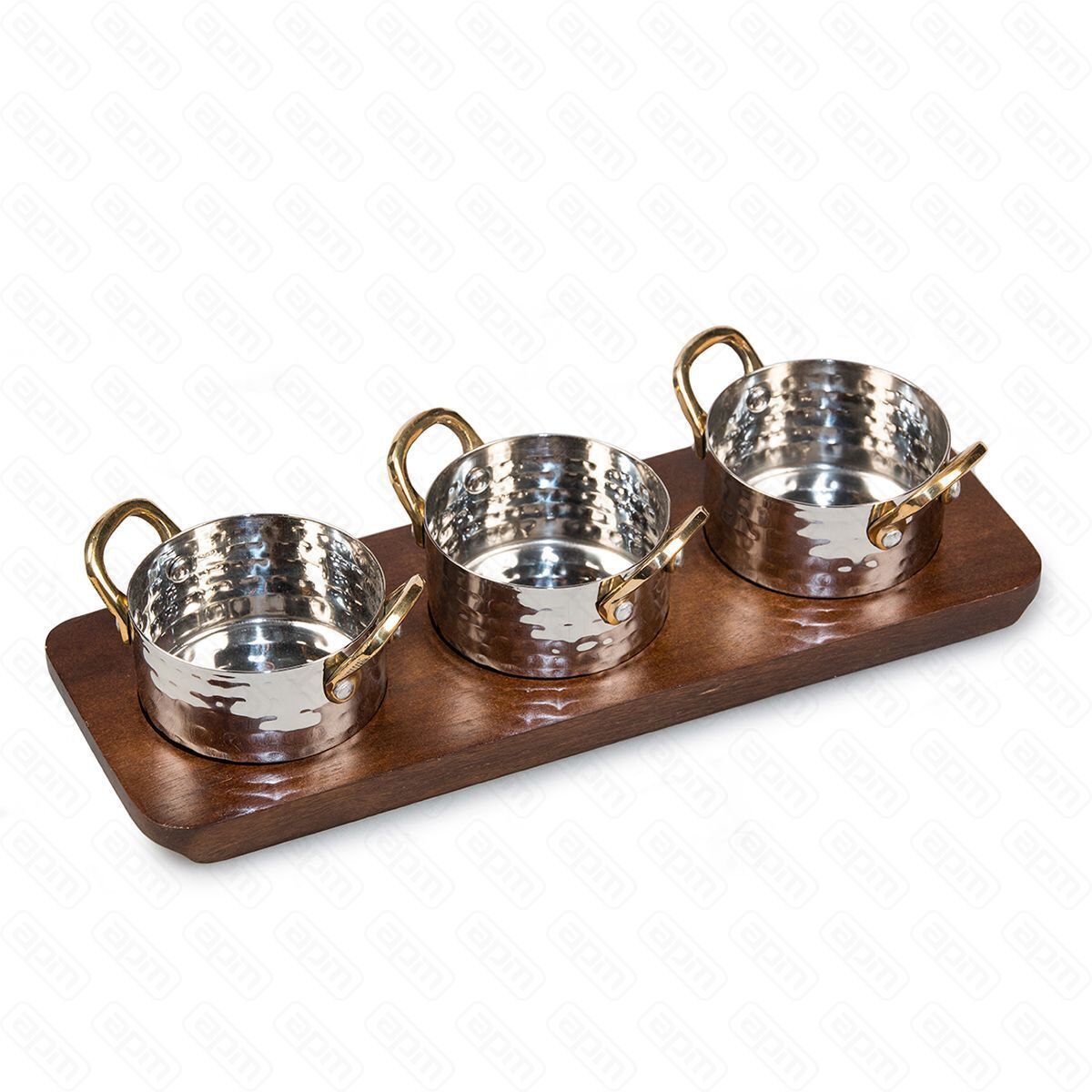 Сет сервировочный деревподставка  3 кастрюльки по 200 мл PL Proff Cuisine