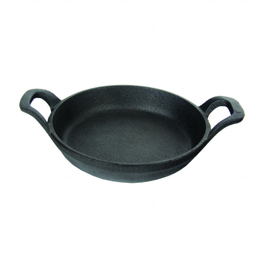 Сковорода порционная круглая с ручками 14 см чугун  подставка из фанеры PL Proff Cuisine