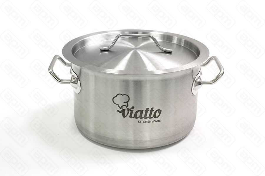 Кастрюля нерж с тройным дном 240х155мм объем 7L с двручками 101618 Viatto